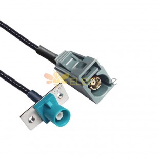 Fakra G Code Female to Z Code Male with 2-hole Flange Mount Vehicle Extension Cable RG316 10cm