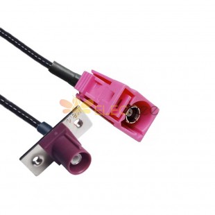 Fakra H Code Female to D Code Male 2-hole Flange Mount GPS Telematics Vehicle Extension Cable RG316 10cm