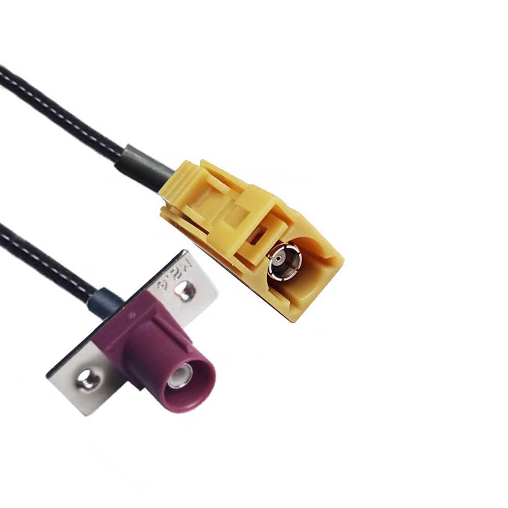 Fakra K Code Female to D Code Male 2-hole Flange Mount SDARS Satellite Vehicle Extension Cable RG316 10cm