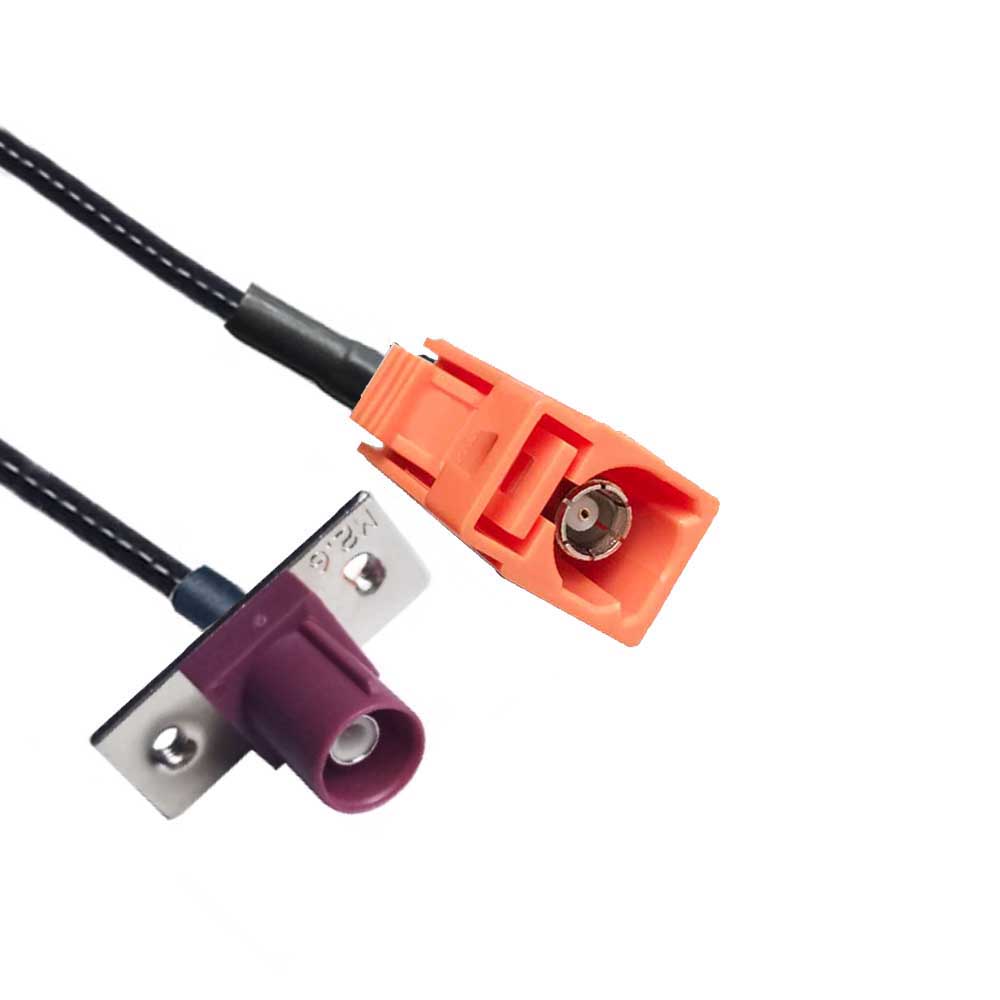Fakra M Code Female to D Code Male 2-hole Flange Mount RF Coxial Vehicle Extension Cable RG316 10cm