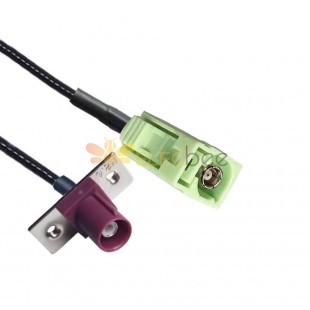 Fakra N Code Female to D Code Male 2-hole Flange Mount RF Coxial Vehicle Extension Cable RG316 10cm