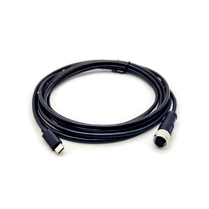 케이블 어댑터 M12 4핀 A 코드 암-USB 2.0 유형 C 수 어셈블리 3미터 AWG26