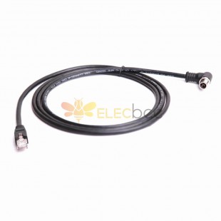 Ethernet-Kabel M12 X-Code 8 Pin rechtwinklig zu RJ45 geschirmt High Flex 2M