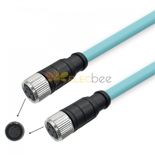 M12 4-pin A-Code Female to Female High Flex Cat7 Industrial Ethernet Cable PVC