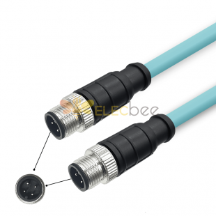 M12 4-pin A-Kodu Erkek - Erkek Yüksek Esnek Cat7 Endüstriyel Ağ Kabloları PVC