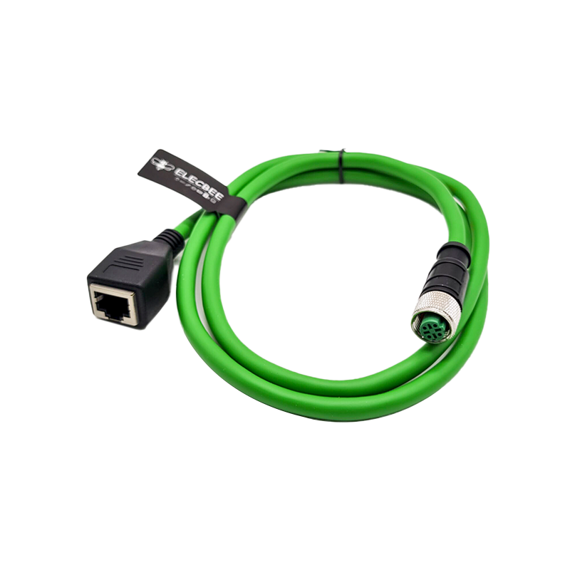 M12 4-pin D-Code Hembra a RJ45 Hembra High Flex Cat6 Cable Ethernet industrial Cable de par trenzado de PVC