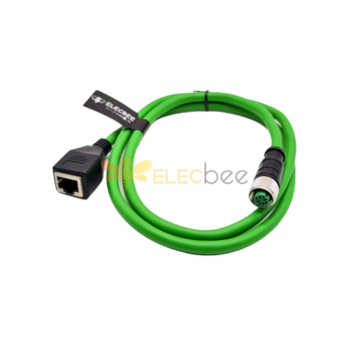 M12 4-polige D-Code-Buchse auf RJ45-Buchse, hochflexibles Cat6-Industrie-Ethernet-Kabel, PVC-Twisted-Pair-Kabel