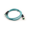 M12 4-pin D Code Female to RJ45 Plug High Flex Cat7 Industrial Ethernet Cable PVC