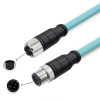 M12 4-pin D-Code Male to Female High Flex Cat7 Industrial Ethernet PVC Cable 1 Meter