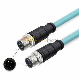 M12 4-pin D-Code Male to Male High Flex Cat7 Industrial Ethernet Cable PVC Twisted Pair Cable