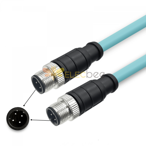 M12 4-pin D-Code Erkek - Erkek Yüksek Esnek Cat7 Endüstriyel Ethernet Kablosu PVC Bükümlü Çift Kablo