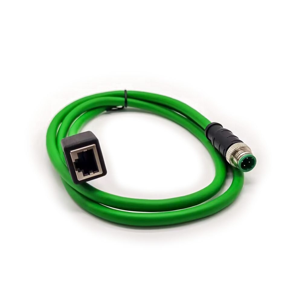 M12 4 broches code D mâle vers RJ45 femelle High Flex Cat6 câble Ethernet industriel PVC