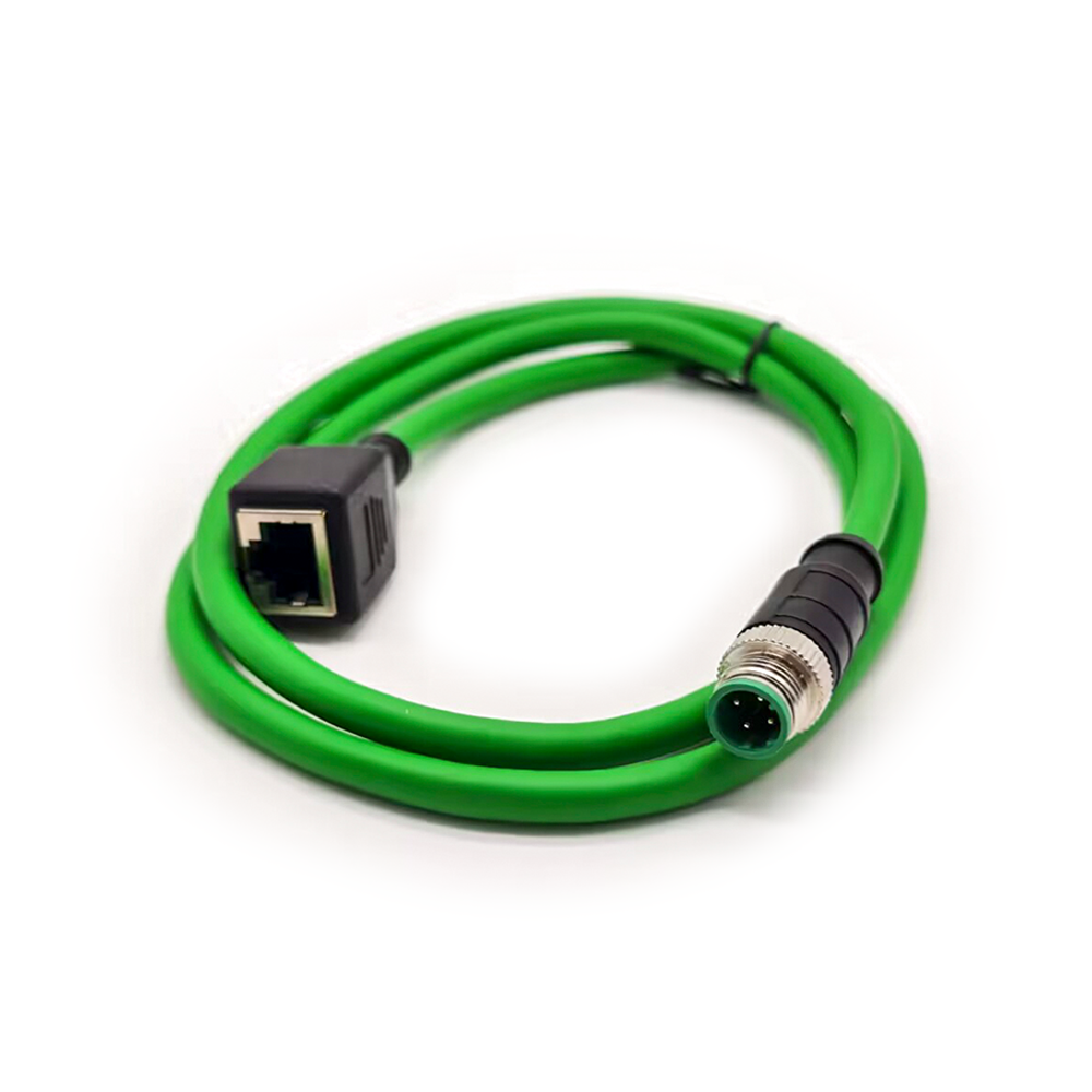 M12 4-контактный разъем D Code Male to RJ45 Female High Flex Cat6 Industrial Ethernet Cable PVC
