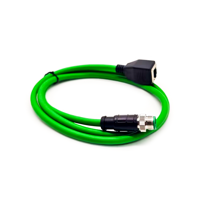 M12 Código D de 4 pines Macho a RJ45 Hembra High Flex Cat6 Cable Ethernet industrial PVC