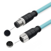 M12 8-pin A-Code Male to Female High Flex Cat7 Industrial Ethernet Cable PVC