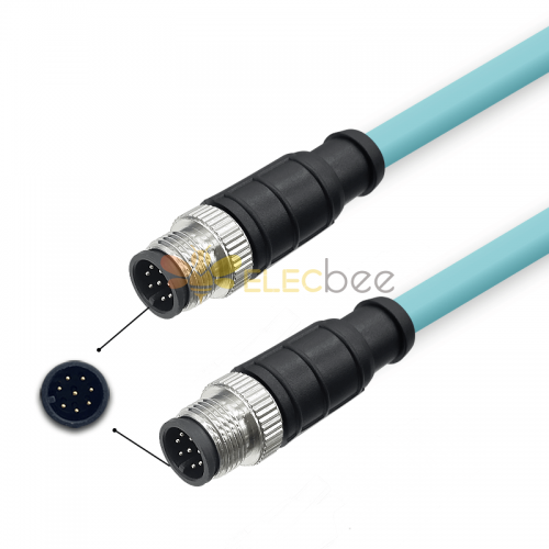 M12 8 broches A-Code mâle à mâle Câble Ethernet industriel High Flex Cat7 Câble à paire torsadée en PVC