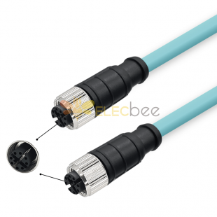 M12 8-pin X-Code Female to Female High Flex Cat7 Industrial Ethernet Cable PVC