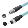 M12 8-pin X-Code Male to Female High Flex Cat7 Industrial Ethernet Twisted Pair Cable PVC Shield