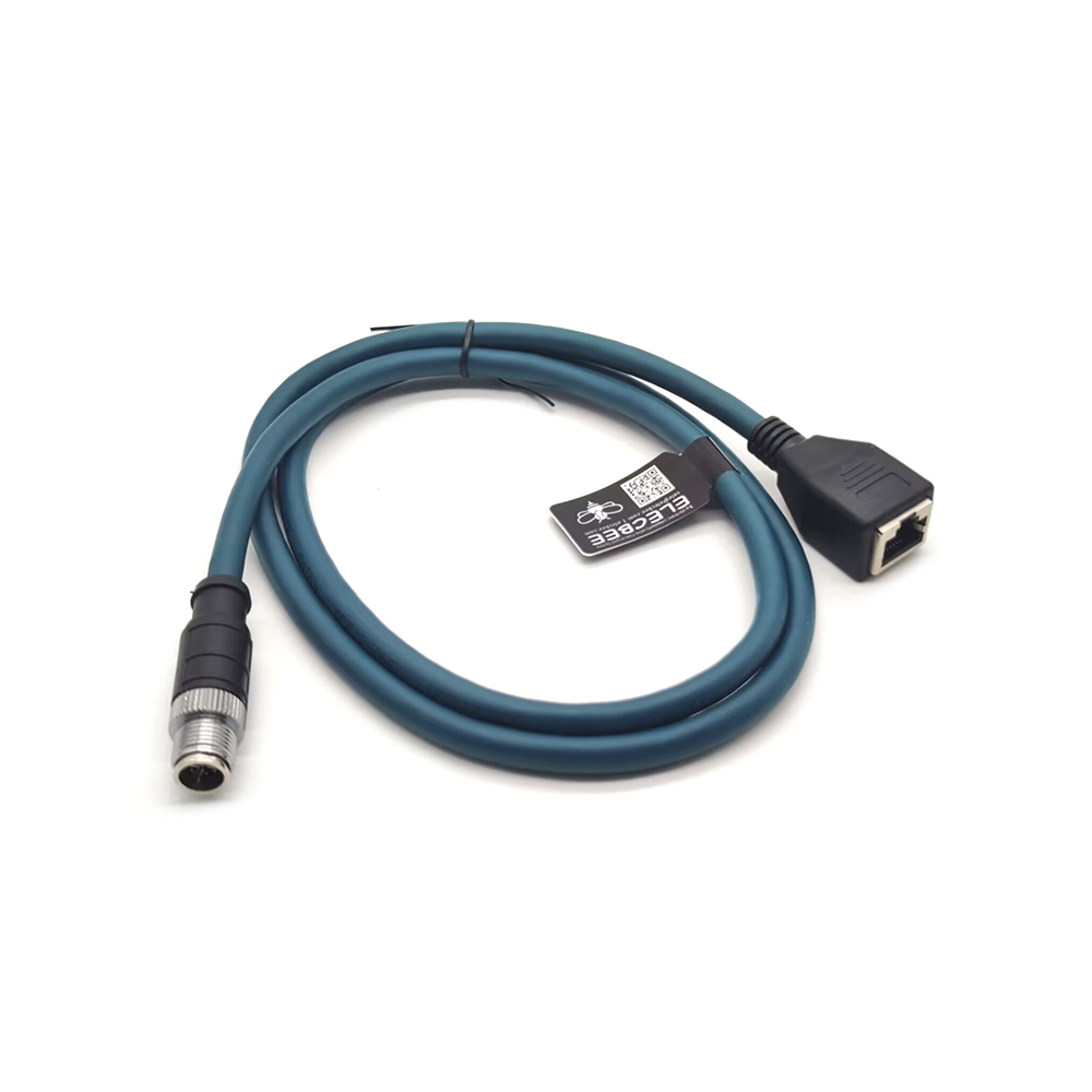 M12 8-pin X-Code Macho a RJ45 Hembra High Flex Cat6 Cable Ethernet industrial Cable de par trenzado de PVC