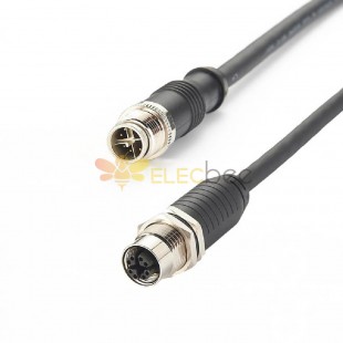 M12 Cable de montaje en panel Ethernet macho a hembra con codificación X de 8 posiciones 1M IP67