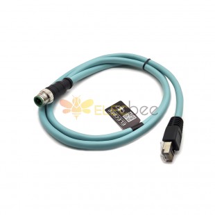 M12 D-Coded 4 Pin Male to RJ45 Gigabit High Flexible Ethernet Interface Cat7 Shielded Cable