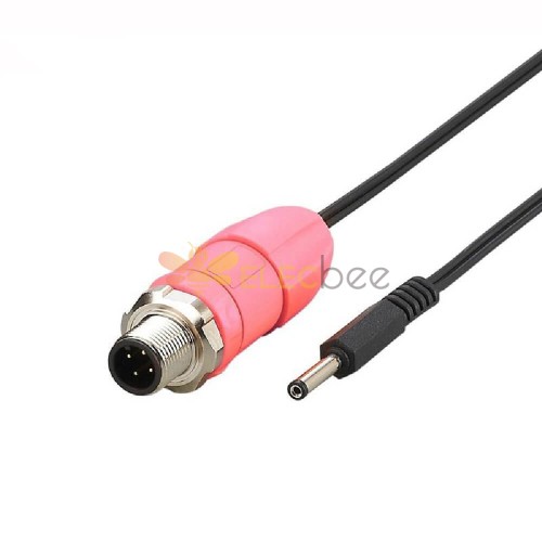 M12 Male 4 Pin To DC Male 5.5Mm Power Cable 1M