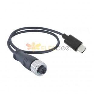 Câble M12 vers USB M12 4Pin A Code Femelle vers USB 2.0 Type C Mâle Assemblage 1M AWG26