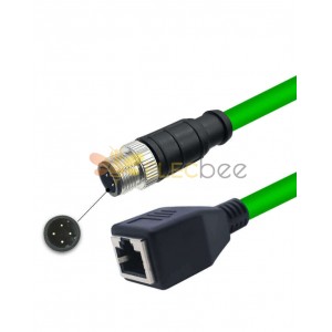 Network Adaptor M12 4 Pin D-Coded Male To RJ45 Female 1Meter
