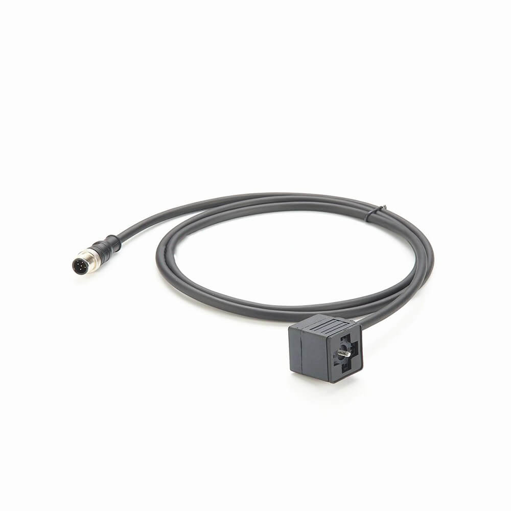 Cable de sensor M12 macho de 5 pines a conector de válvula 2 M