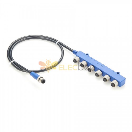 Nmea 2000 Certified 6 Port T-Piece Cable With Metal Connector Cable Length 1Meter 6 Female To Male