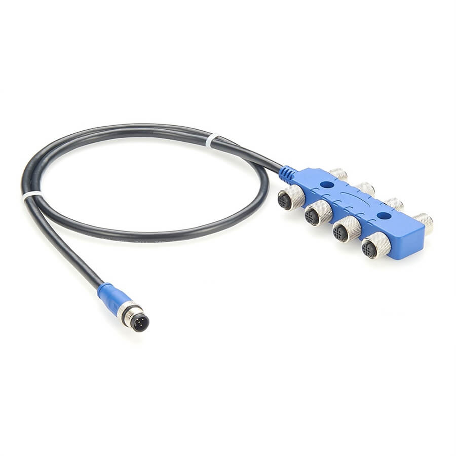 Nmea2000 8 Way Self-Contained Network Extension Cable N2K M12 Male To 8 Female Cable Length 1Meter