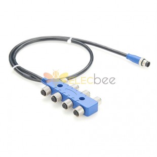 Nmea2000 8 Way Self-Contained Network Extension Cable N2K M12 Male To 8 Female Cable Length 1Meter