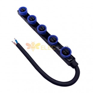 F Type M15 Waterproof Connector 2 Pin Industrial Aviation LED Power Connector Five Female with 1.5 Square Cable