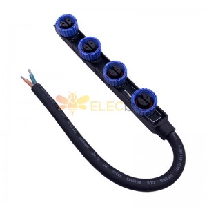 F Type M15 Waterproof Connector 2 Pin Industrial Aviation LED Power Connector Four Female with 1.5 Square Cable