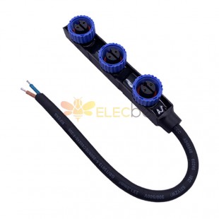 F Type M15 Waterproof Connector 2 Pin Industrial Aviation LED Power Connector Three Female with 1.0 Square Cable