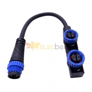 M15 Waterproof Connector IP67 9A Industry F Type 1 Male to 2 Female Head Splitter 1.0 Square Cable Connector 0.27 Meter Cable