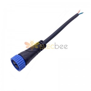 Enchufe impermeable M15 IP67 9A Industry Connector 2 Pin Hembra con cable cuadrado 1.0 0.3 metros