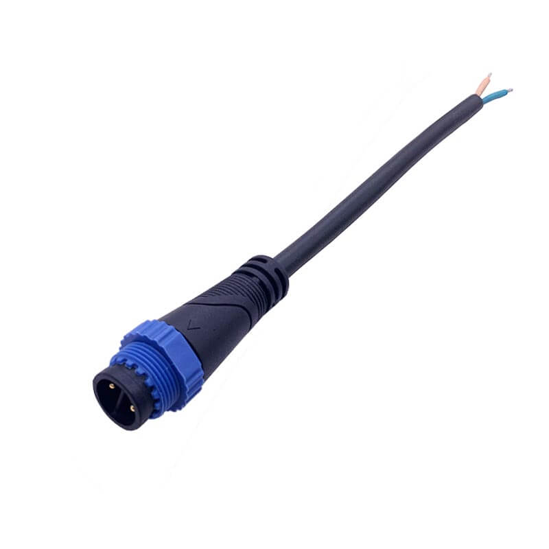 M15 F型防水插頭 2芯 公頭 1.0平方橡膠線LED模組公頭線 0.3米