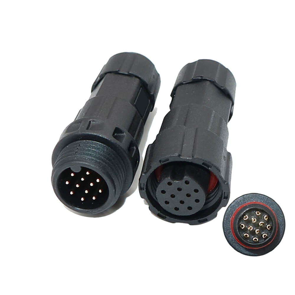 Connecteur d\'alimentation LED M16 connecteur de câble étanche IP68 12 broches mâle femelle prise Type de soudure pour câble