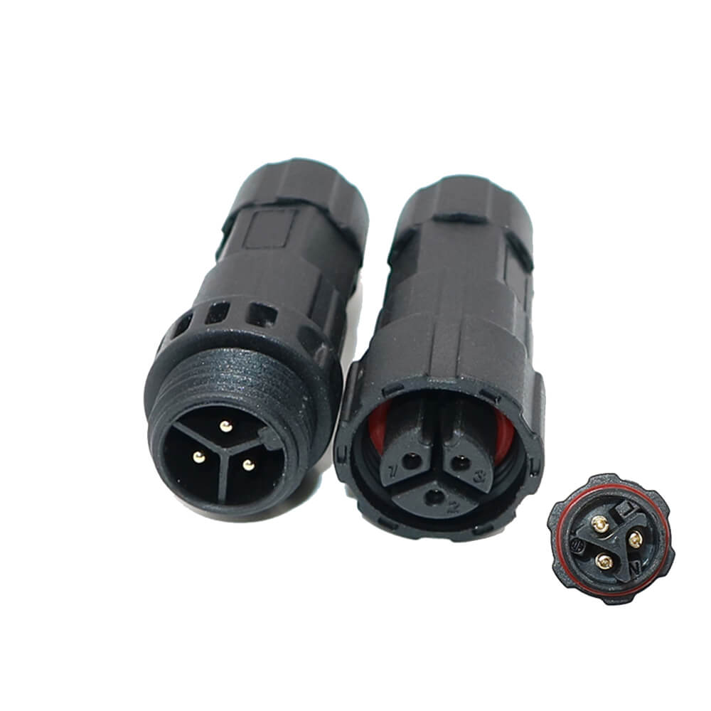 M16 Waterproof Cable Connector IP68 3 Pin Male Female Plug Solder Type For Cable LED Power Connector