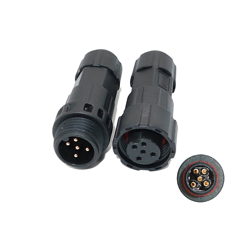 M16 Waterproof Cable Connector IP68 5 Pin Male Female Plug Solder Type LED Power Connector