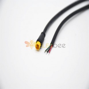 M6 Yellow Rubber Core 3Pin Male And Female Connector IP67 Nylon White Waterproof 0.2M Length 3*0.2㎜² Cable For LED