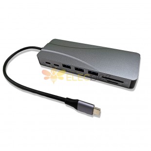نموذج خاص لمحطة إرساء تمديد من النوع c 60 وات PD + 4K HDMI + محور توسعة DP USB C HUB