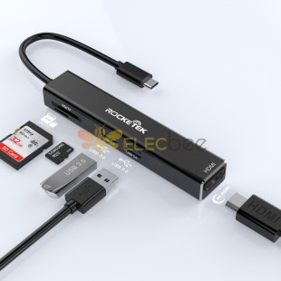 محطة إرساء من النوع c إلى محور واجهة USB3.0 مع محطة إرساء 4K HDMI USB3.0 SD / TF قارئ بطاقات