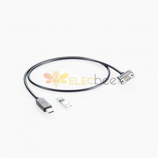 USB 2.0 公頭轉串口轉換器 FTDI RS232 DB9 母頭螺絲鎖定電纜 長度 1 公尺