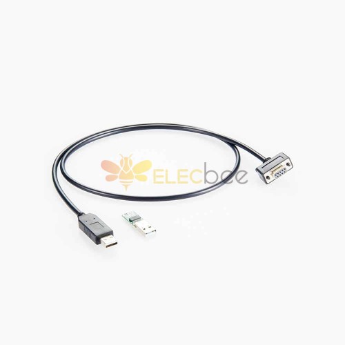 USB 2.0 Male to Serial Converter FTDI RS232 DB9 Female Screw Lock Cable Length 1M