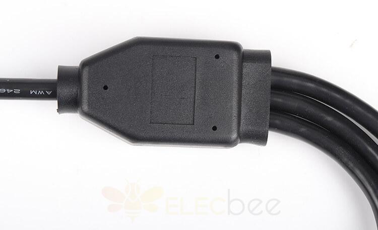 OBD2 Extension Cable Angled Male To 3 Female 0.5M