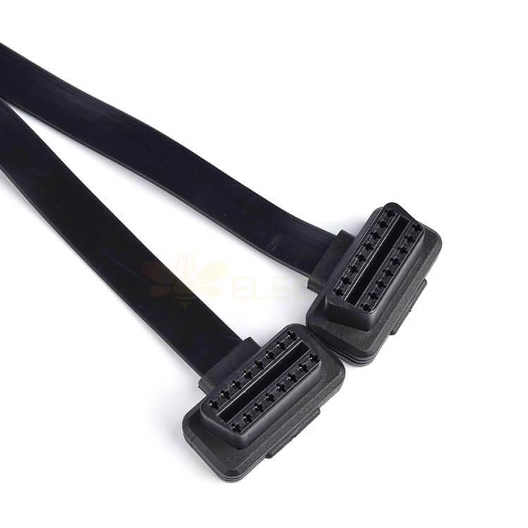 Automobile OBD2 Angled Male To Dual Angled Female OBD Extension Cable 16 Pin Brass Cable Length 30Cm
