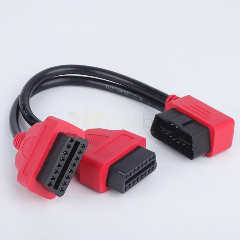 OBD2 Male To Dual Female Extension Cable 12V Automobile 16Pin 30Cm