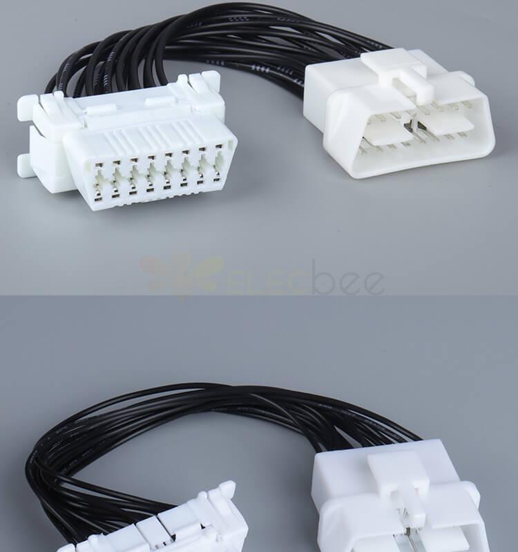 Automobile OBD Male To Female Extension Cable 16 Pin 10Cm